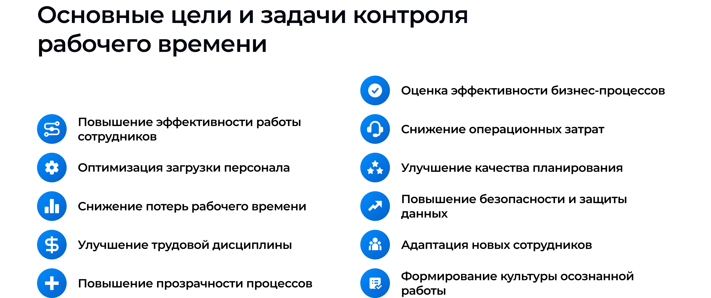 Основные цели и задачи контроля рабочего времени